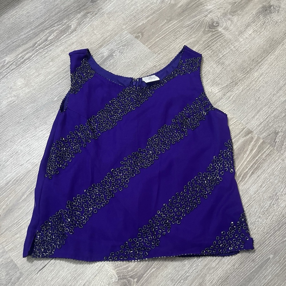 Purple Silk Shirt Tank Size Medium Beaded Fairy Top